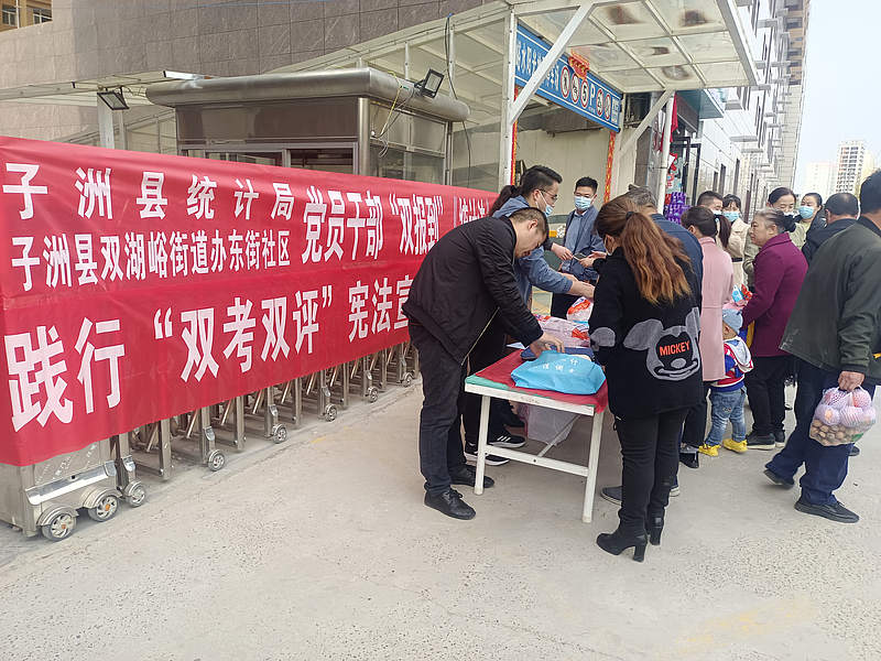 子洲县统计局开展“双报到”《统计法》宣传进社区活动